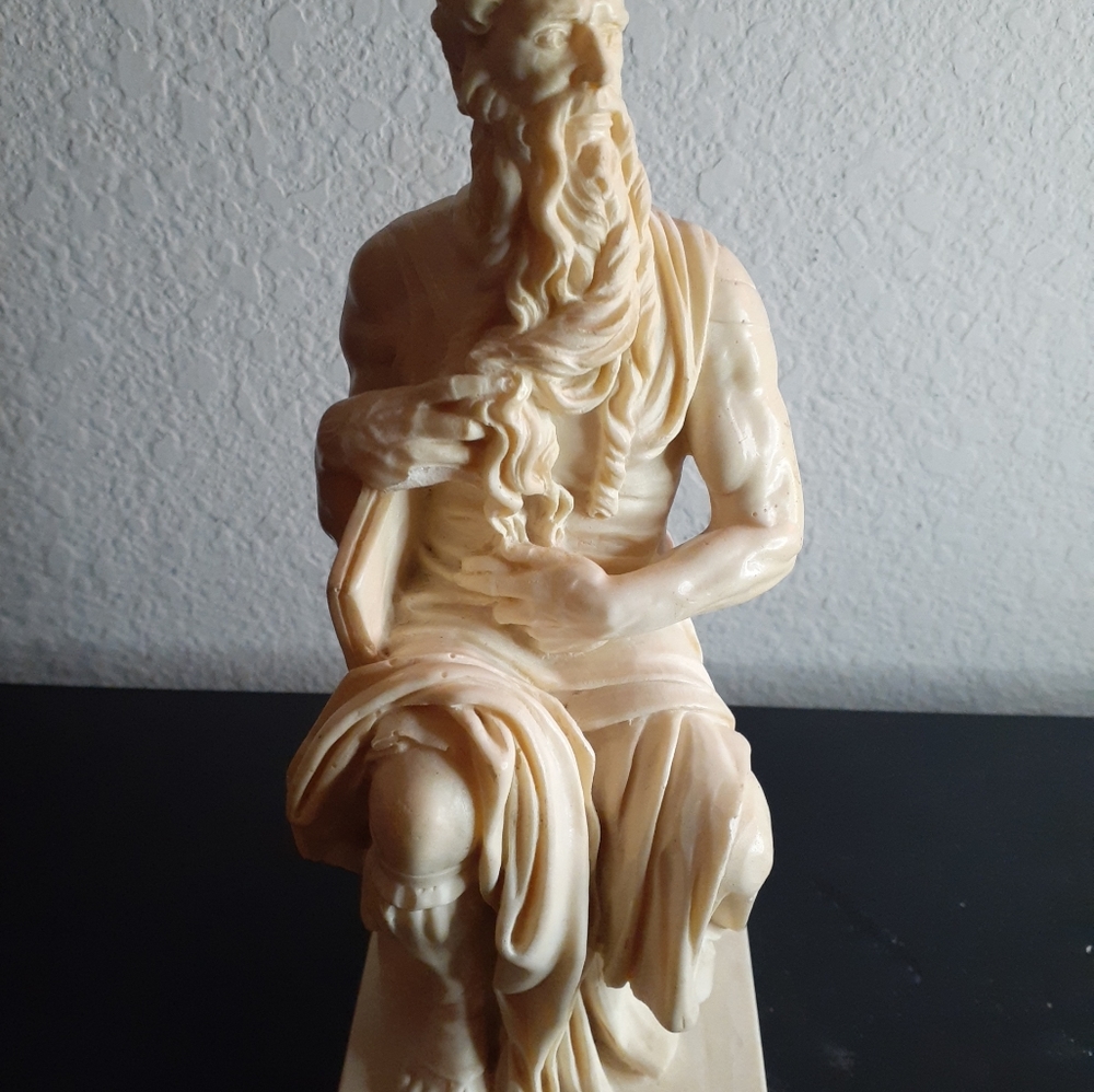 GORGEOUS Santini Italy Genuine Carrara Marble 8" MOSES Replica.